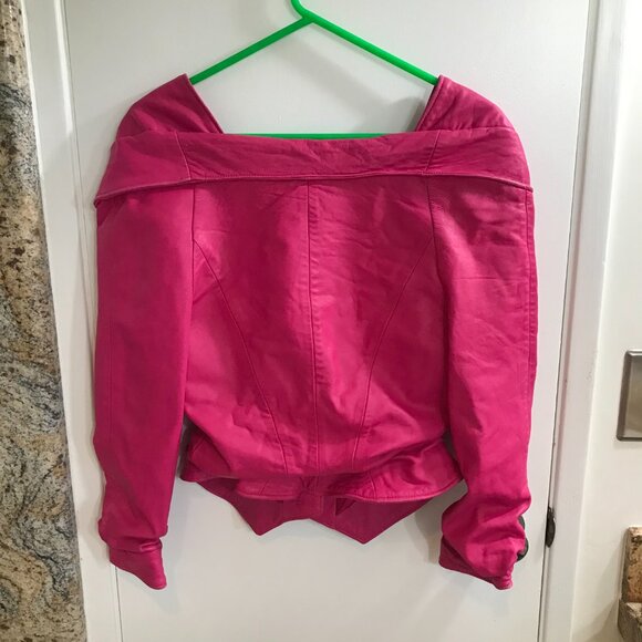 Hugo Buscati Milano Leather Bolero jacket, Hot Pink/Fuschia/Bubble Gum,S - Picture 6 of 11